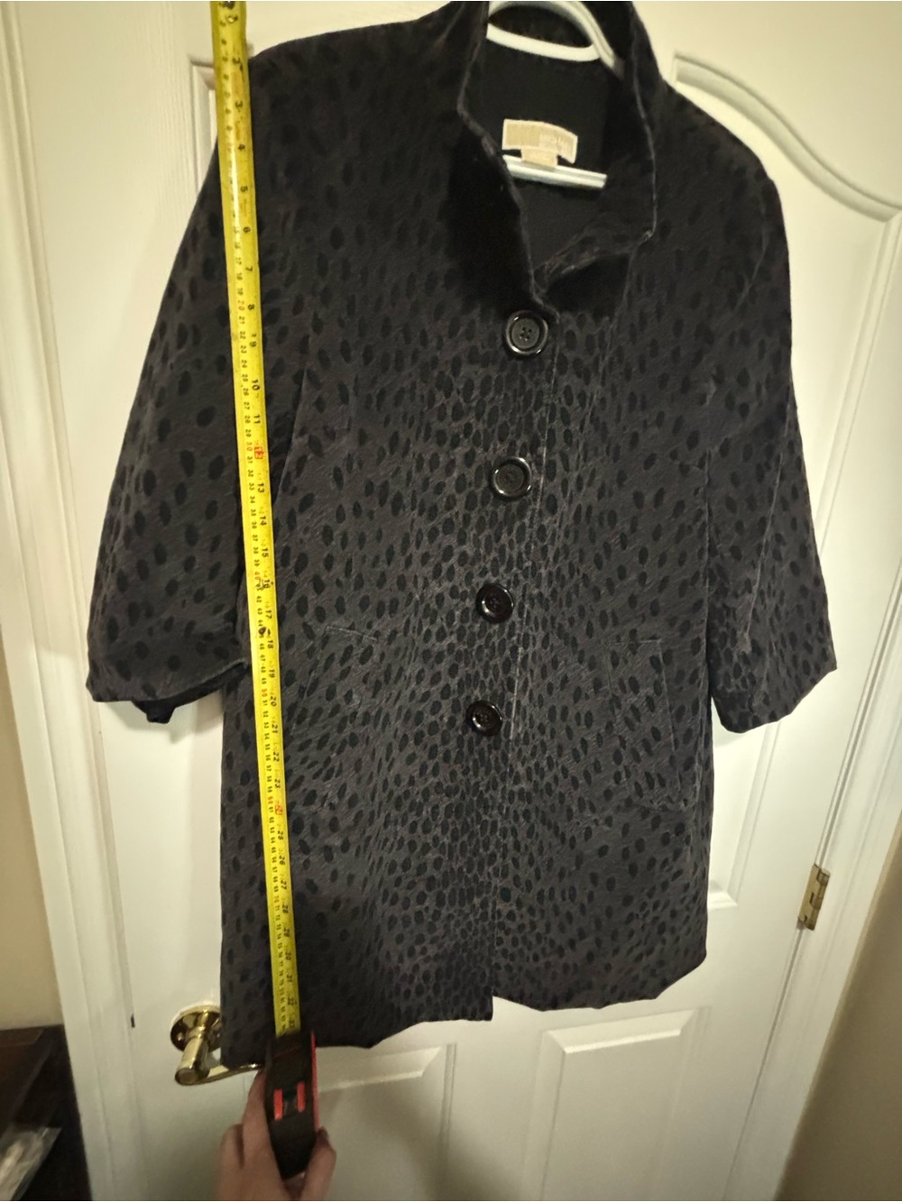 Michael Kors Gray Black Leopard Print Pea Coat Size L - Picture 7 of 8